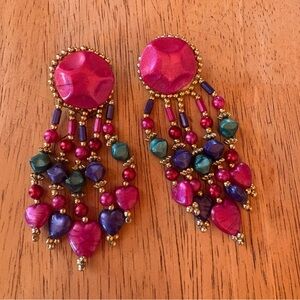 Vintage Pink and Gold Beaded Earrings